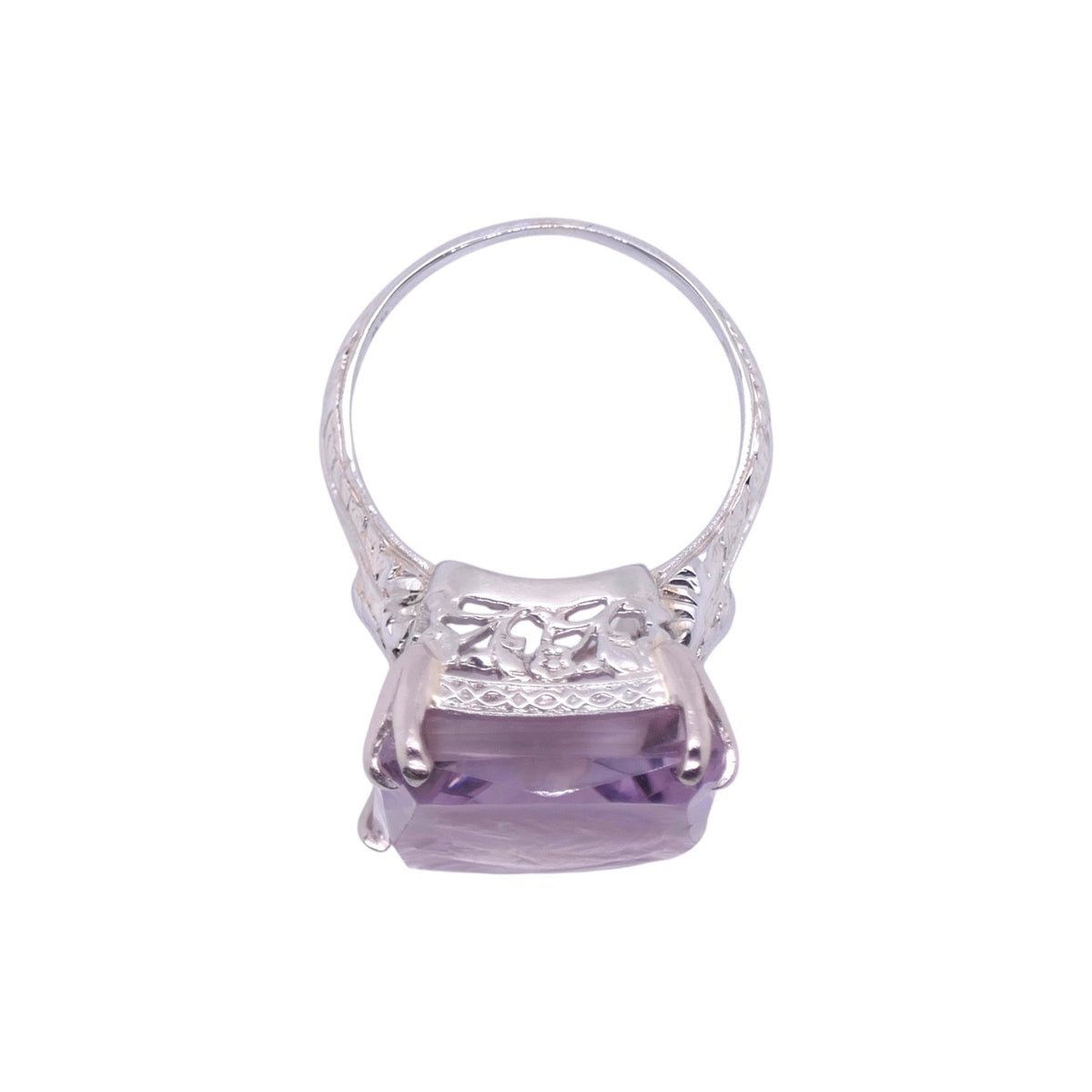 Antique 18k White Gold Amethyst Cameo Ring Size 7.25