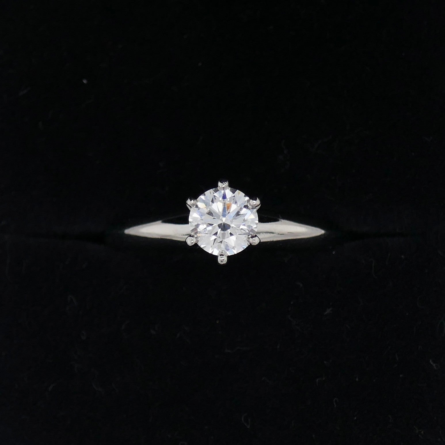 Tiffany & Co. Platinum Diamond Solitaire Ring Size 4.75