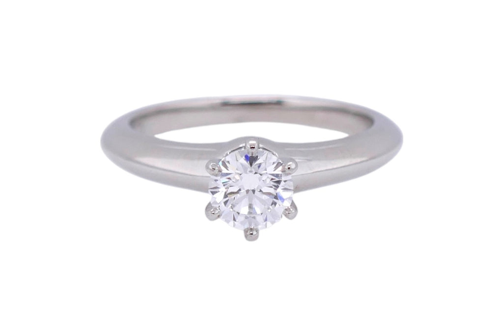 Tiffany & Co. Platinum Diamond Solitaire Ring Size 4.75