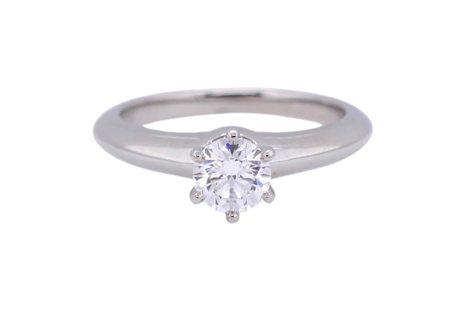 Tiffany & Co. Platinum Diamond Solitaire Ring Size 4.75
