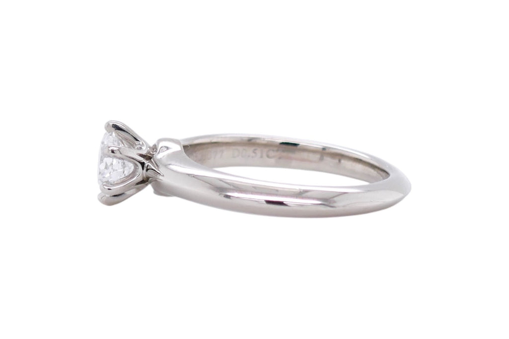 Tiffany & Co. Platinum Diamond Solitaire Ring Size 4.75