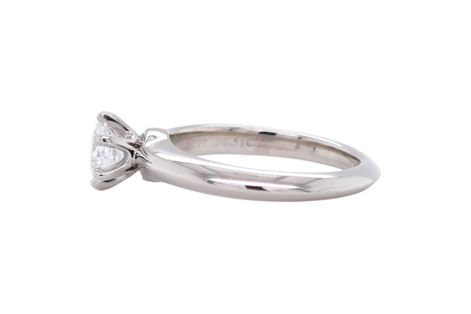 Tiffany & Co. Platinum Diamond Solitaire Ring Size 4.75