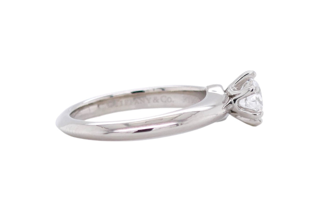 Tiffany & Co. Platinum Diamond Solitaire Ring Size 4.75
