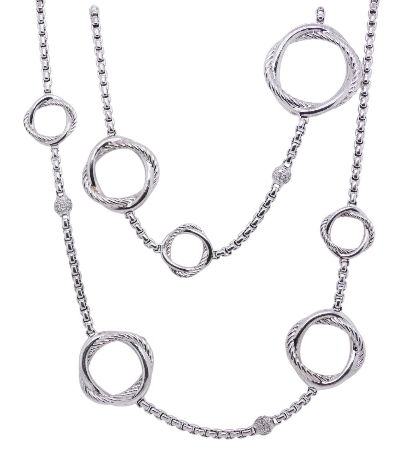 David Yurman Diamond Infinity Station Necklace 44" Discontinued Item