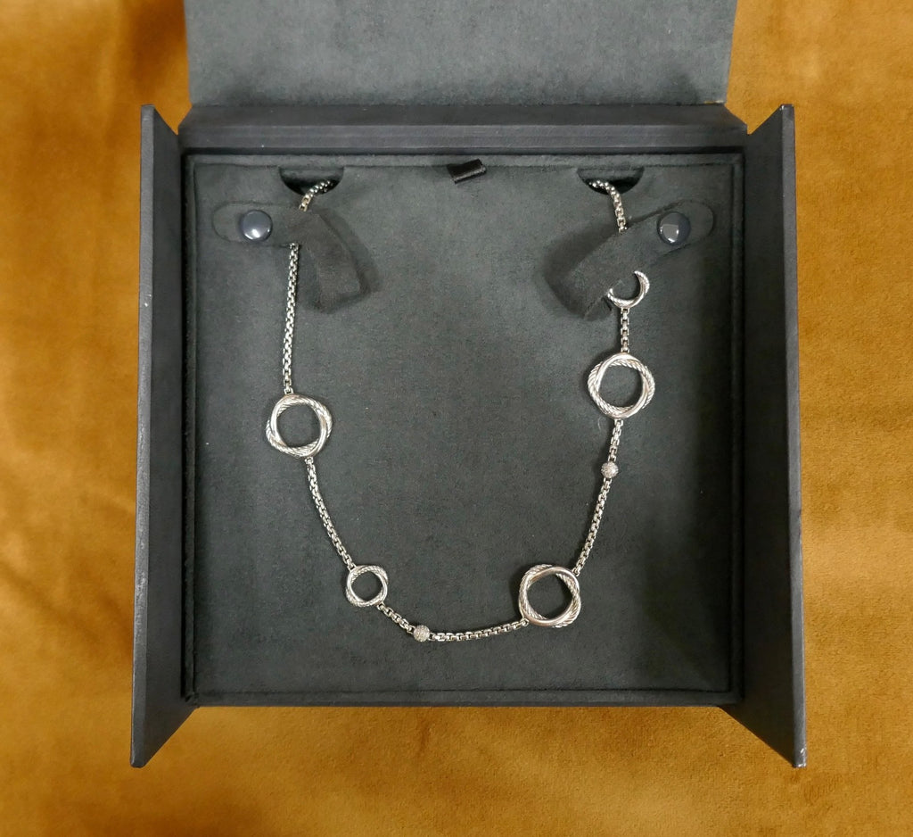 David Yurman Diamond Infinity Station Necklace 44" Discontinued Item