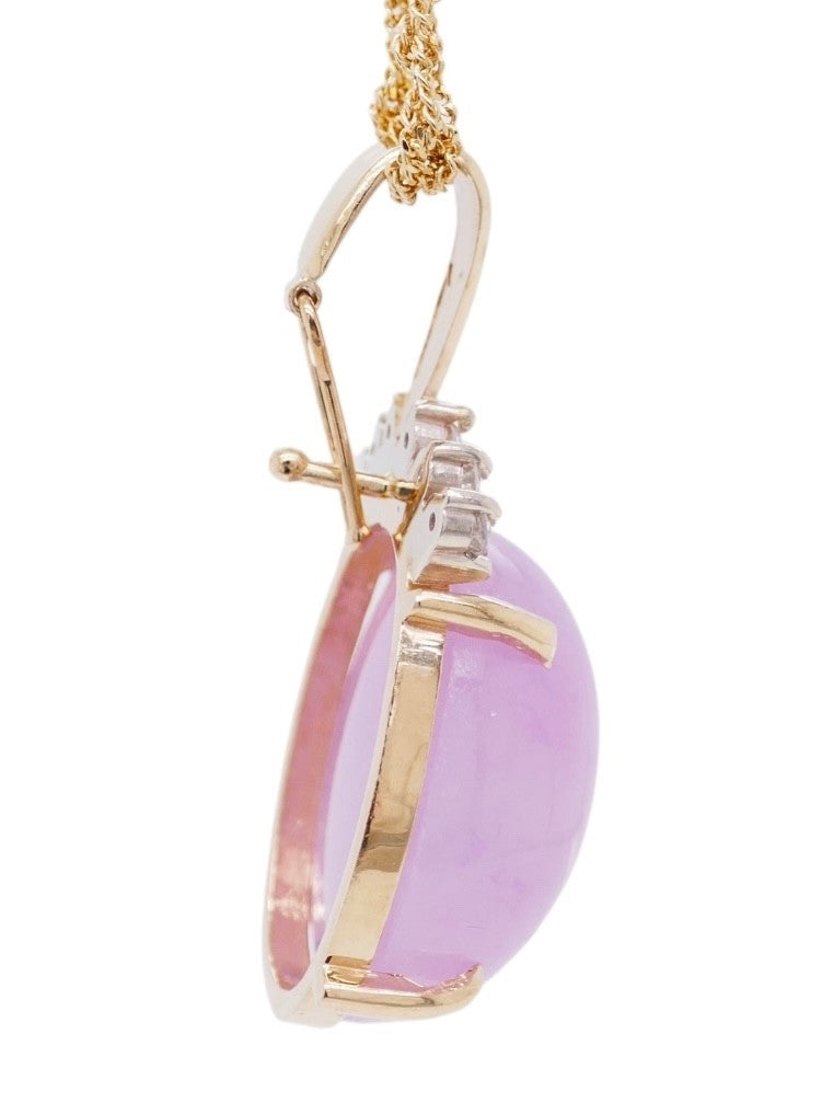 14k Gold Lavender Jade & Diamond Pendant with Enhancer Bail (Chain Not Included)