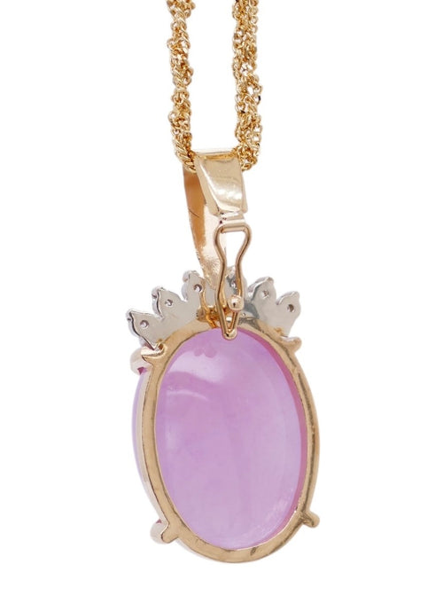 14k Gold Lavender Jade & Diamond Pendant with Enhancer Bail (Chain Not Included)