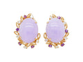 14k Gold Lavender Jade Earrings Diamond & Amethyst Accent Stones