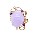 14k Gold Lavender Jade Diamond & Amethyst Ring Size 6.5