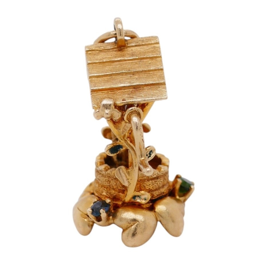Vintage 14K Gold Articulated Wishing Well Pendant