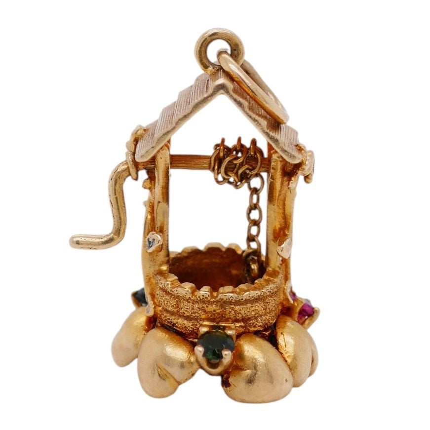 Vintage 14K Gold Articulated Wishing Well Pendant