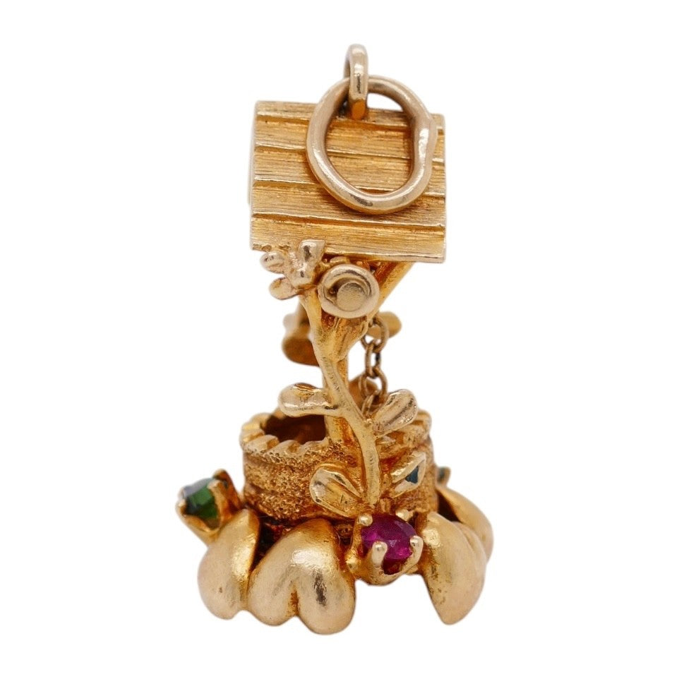 Vintage 14K Gold Articulated Wishing Well Pendant