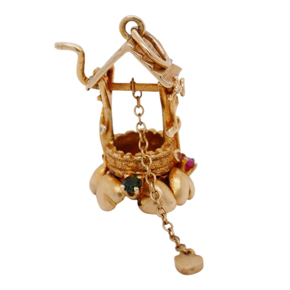 Vintage 14K Gold Articulated Wishing Well Pendant