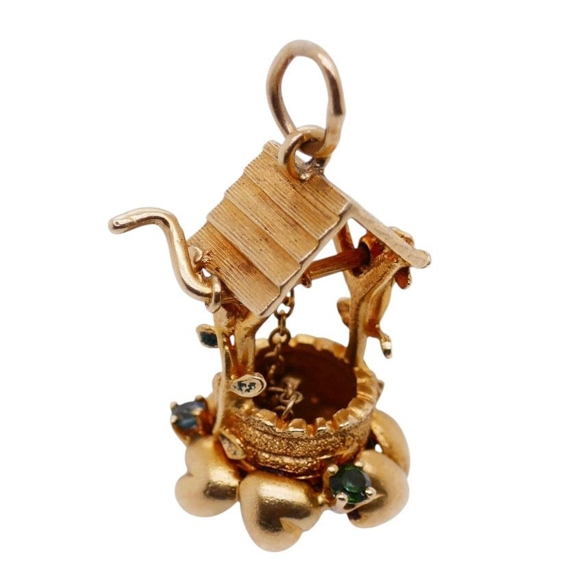 Vintage 14K Gold Articulated Wishing Well Pendant