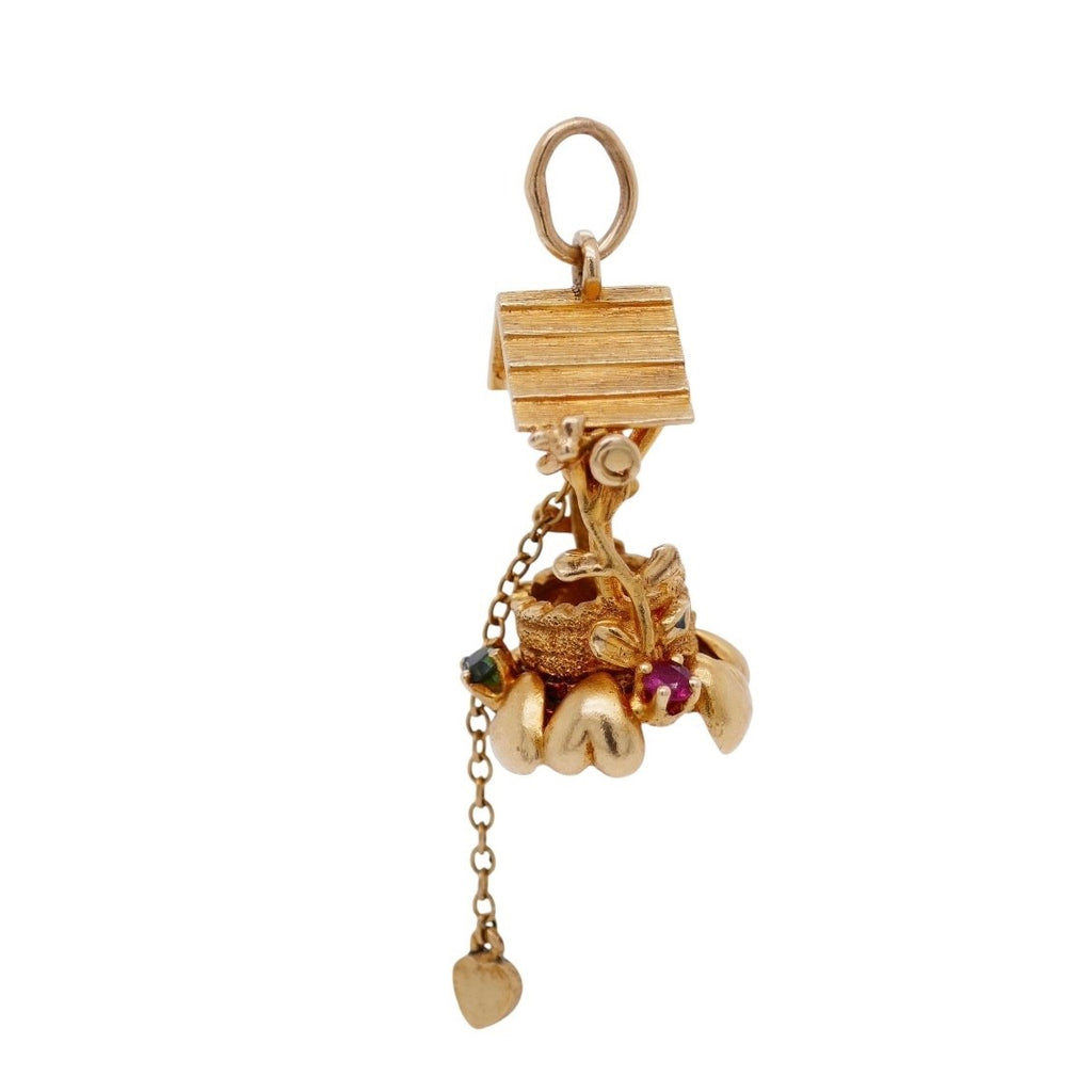 Vintage 14K Gold Articulated Wishing Well Pendant