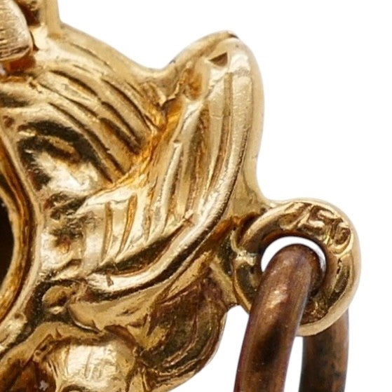 Vintage 18K Gold Cuckoo Clock Charm With Moving Weights