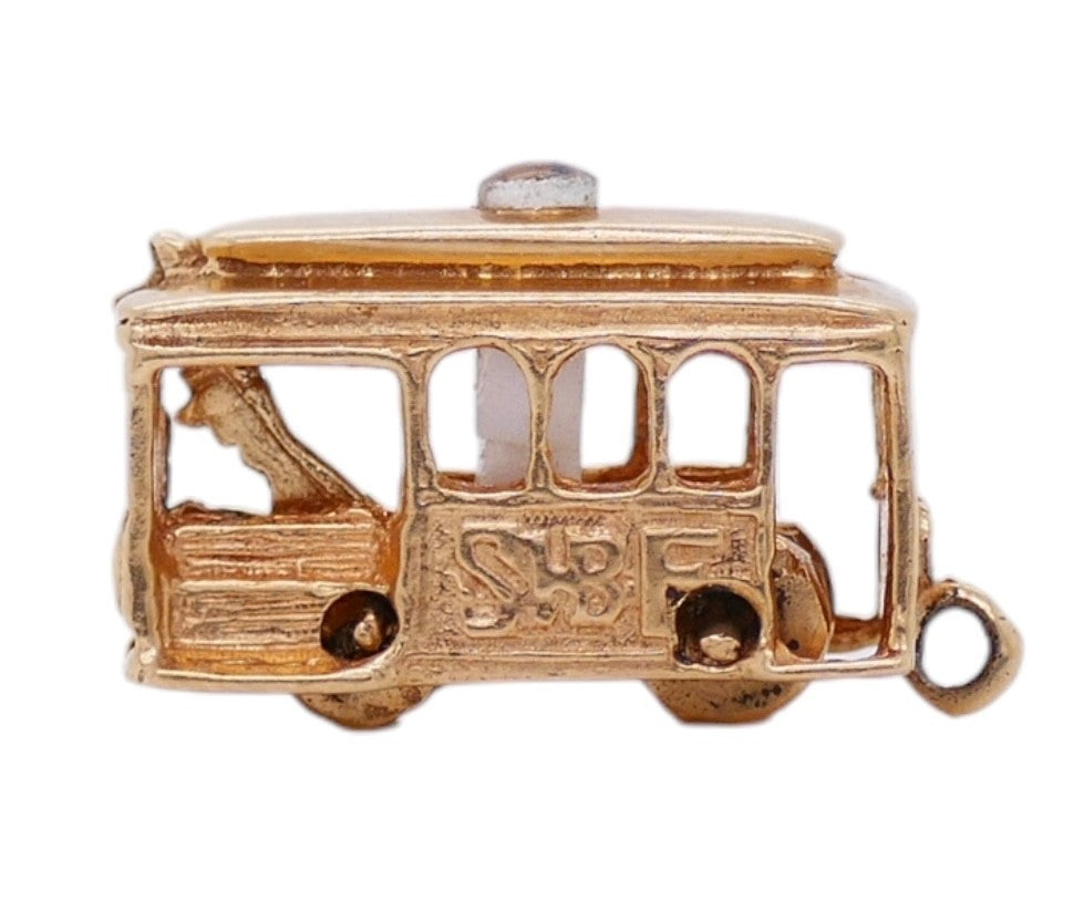 Vintage 14K Gold Articulated Cable Car Charm