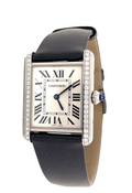 Cartier Diamond Bezel Tank Steel Watch - W4TA0017