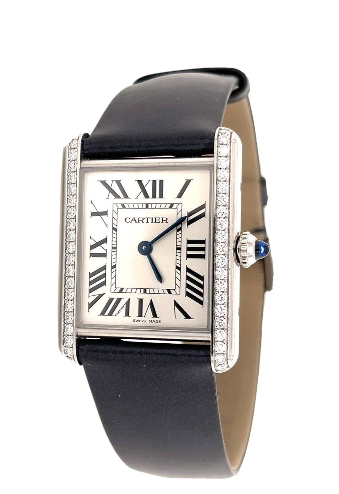 Cartier Diamond Bezel Tank Steel Watch - W4TA0017