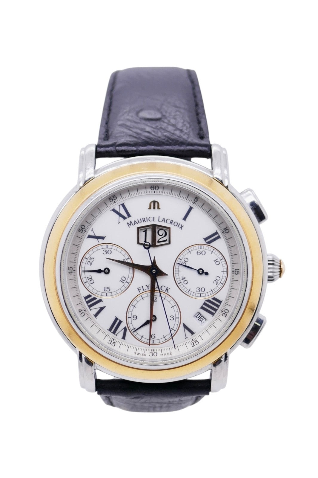 Maurice Lacroix Flyback Chronograph 15827 Watch 18K Gold Bezel Display Caseback