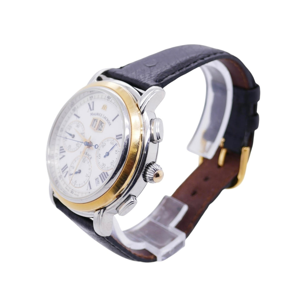Maurice Lacroix Flyback Chronograph 15827 Watch 18K Gold Bezel Display Caseback