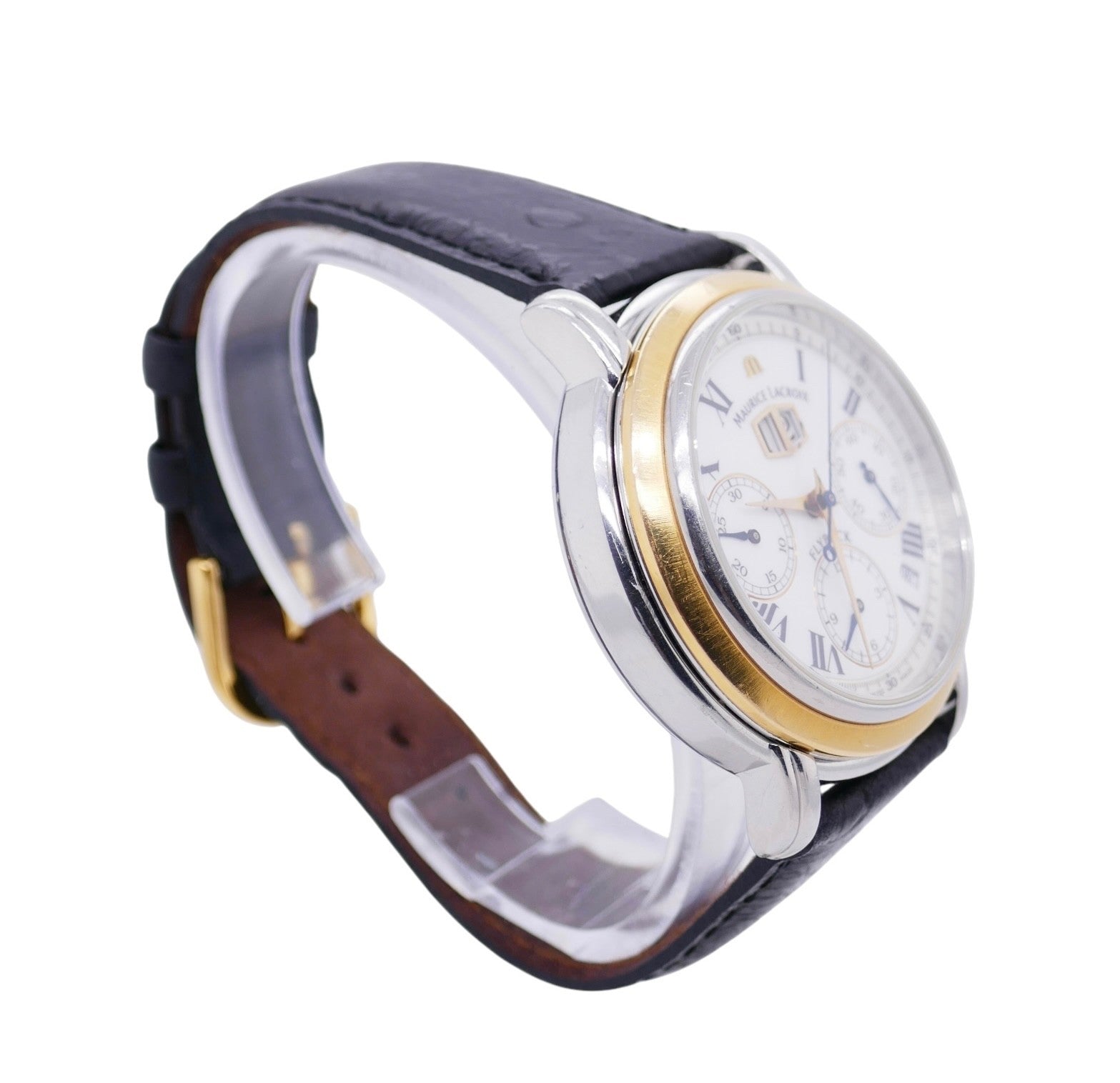 Maurice Lacroix Flyback Chronograph 15827 Watch 18K Gold Bezel Display Caseback