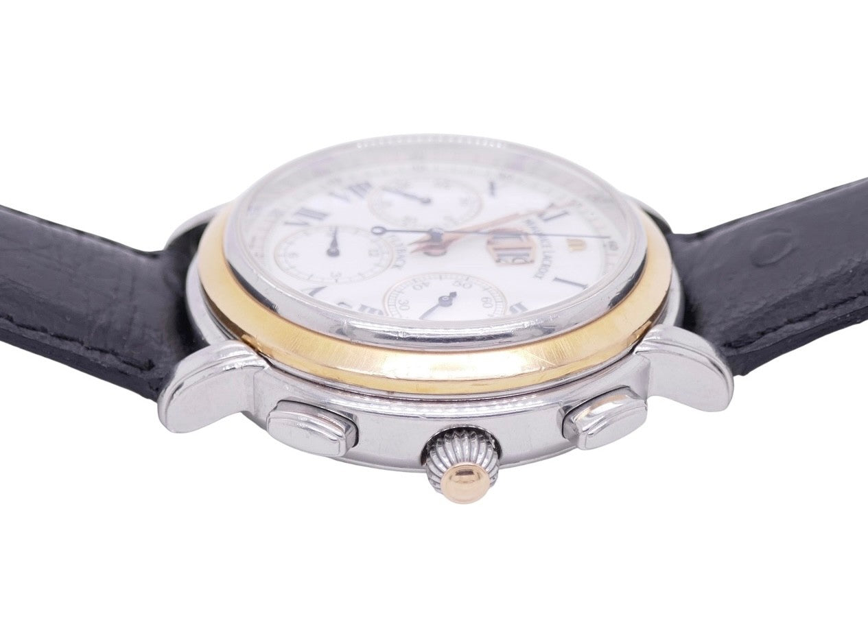 Maurice Lacroix Flyback Chronograph 15827 Watch 18K Gold Bezel Display Caseback