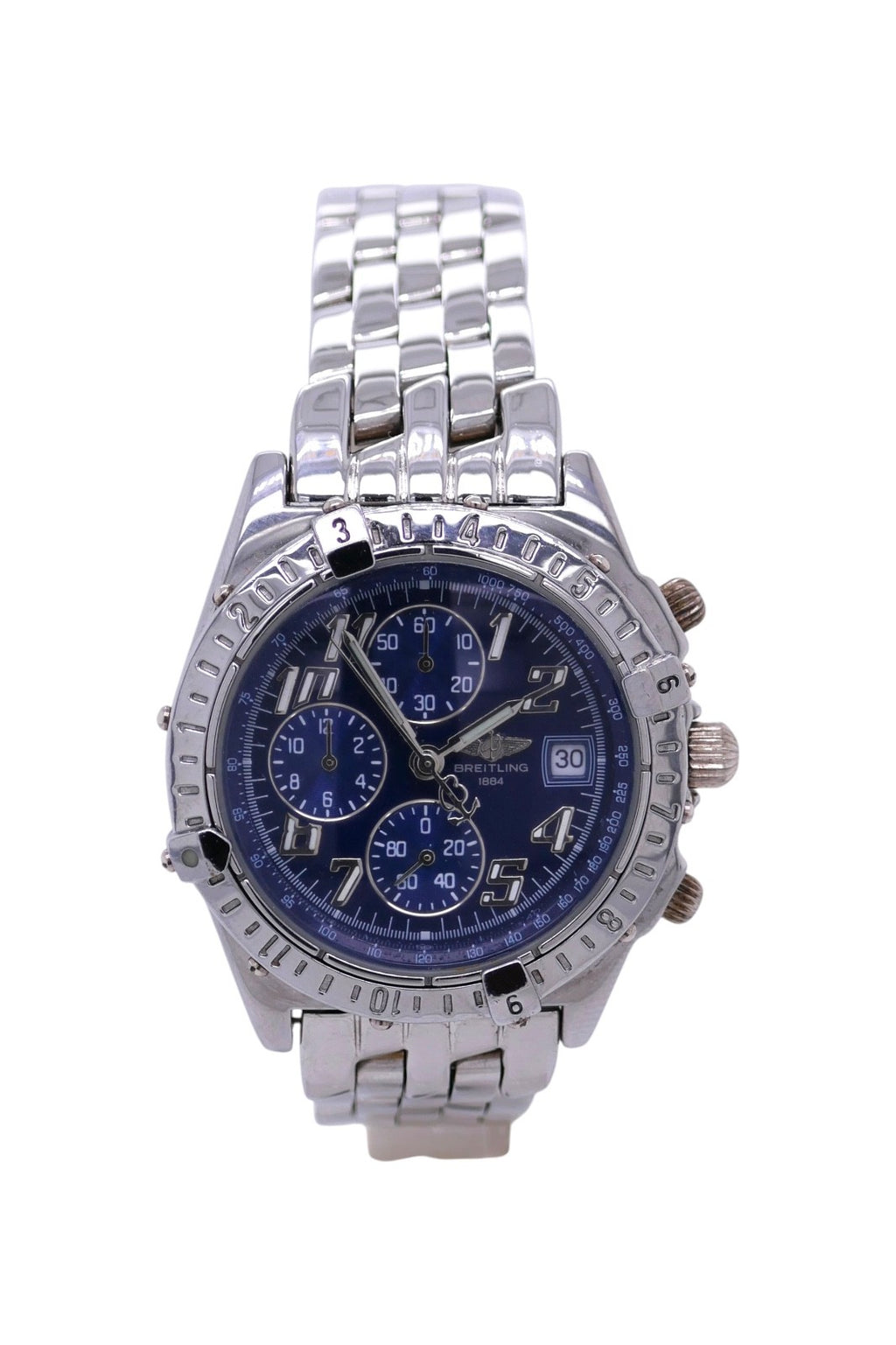 Breitling 1884 Chronograph Stainless Steel Men's Watch Blue Dial