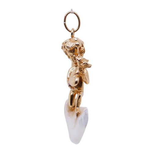 14k Gold Abalone Cupid Pendant