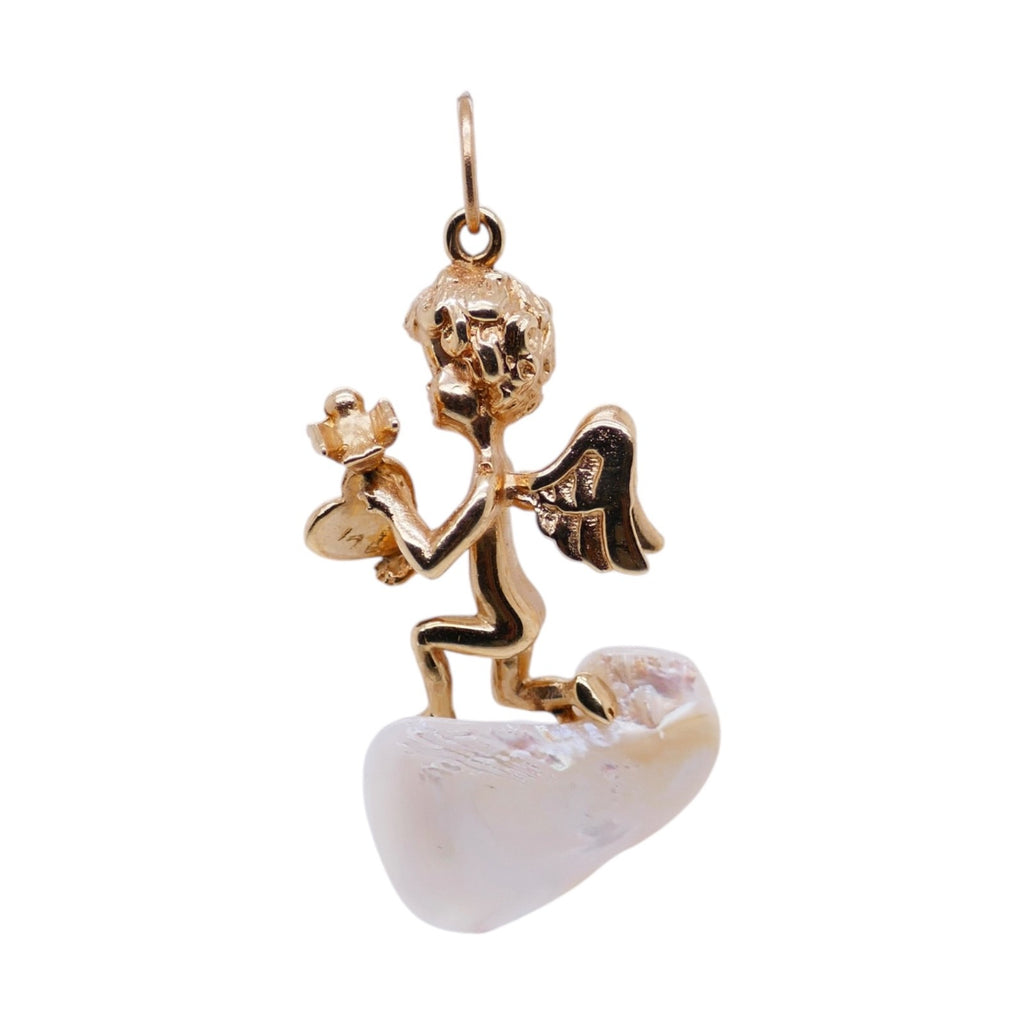 14k Gold Abalone Cupid Pendant