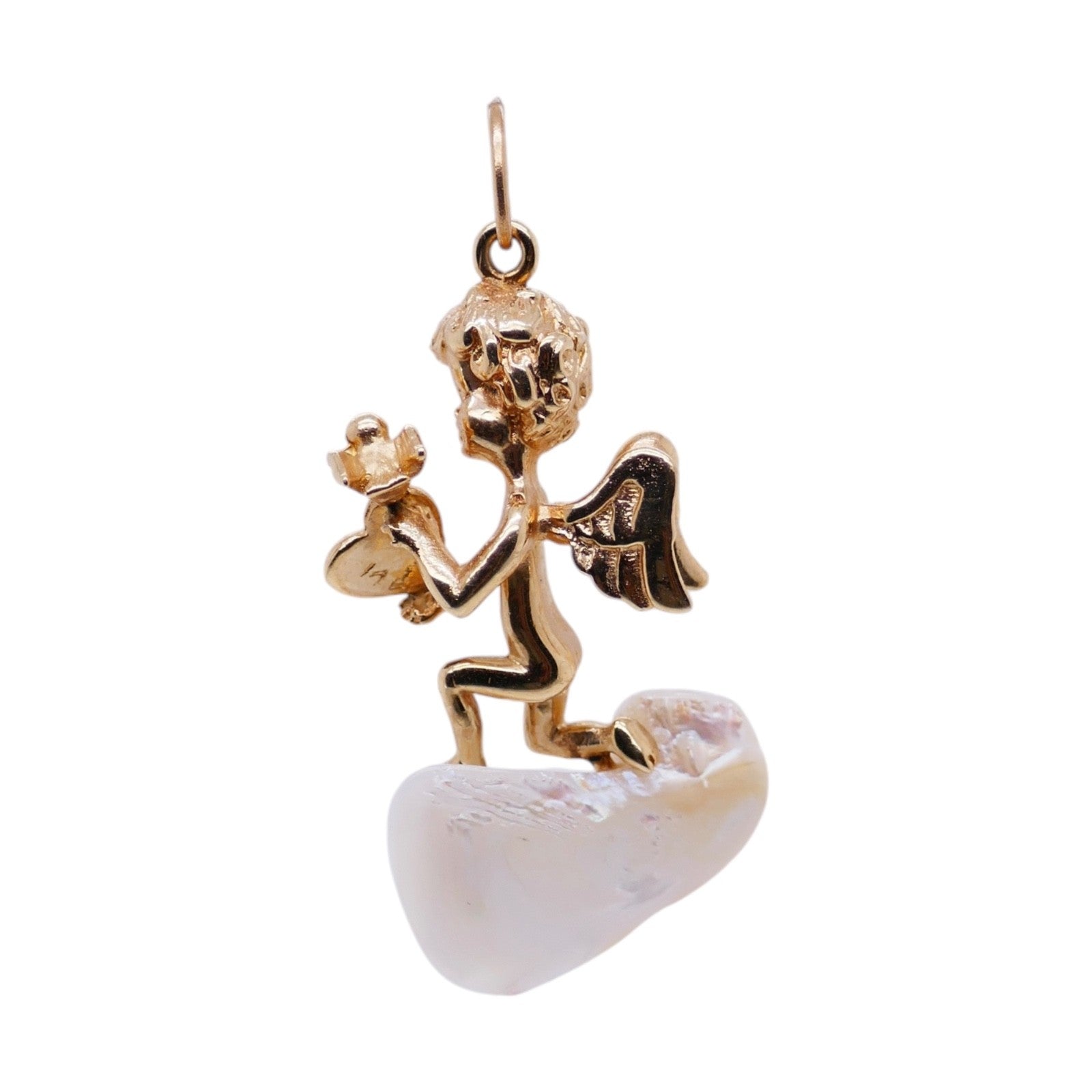 14k Gold Abalone Cupid Pendant