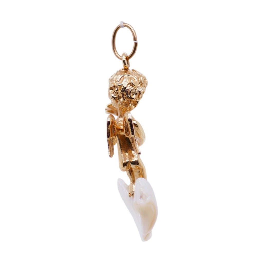 14k Gold Abalone Cupid Pendant