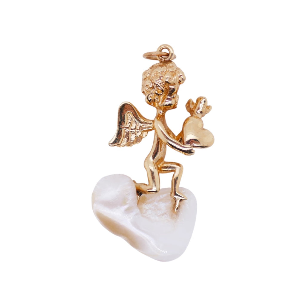 14k Gold Abalone Cupid Pendant