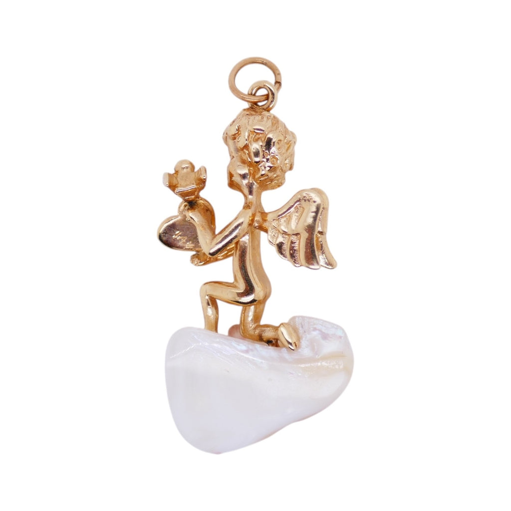14k Gold Abalone Cupid Pendant
