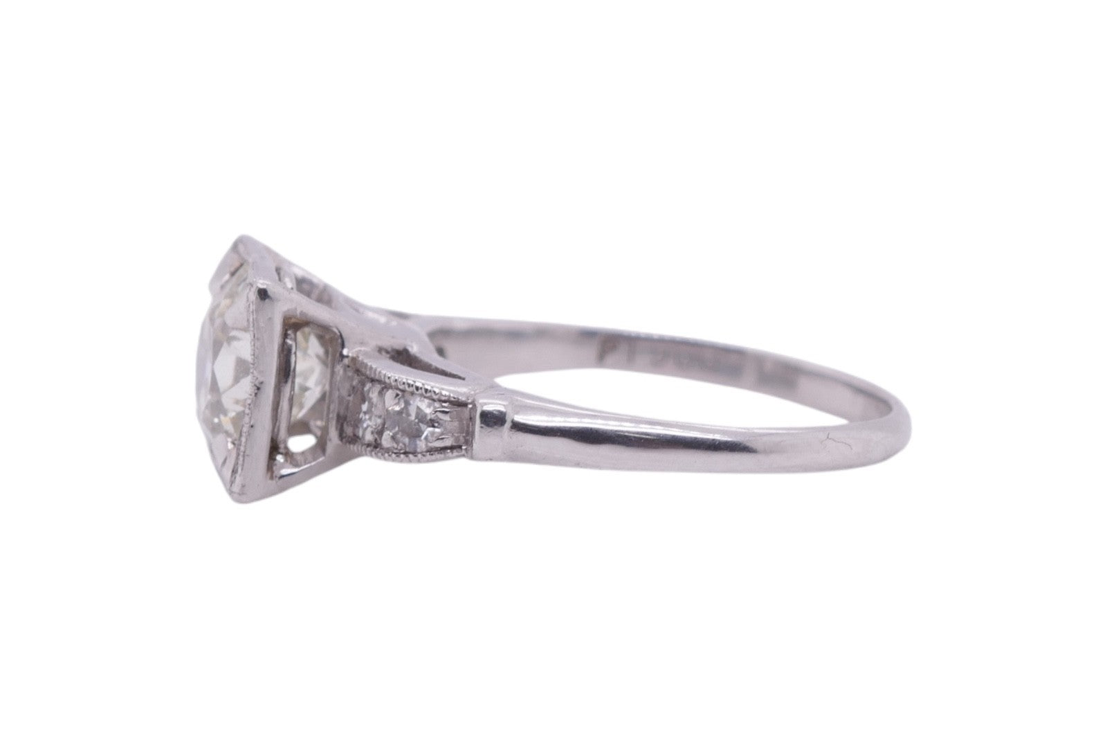 Vintage Platinum Diamond Ring with 1.54 ct Old European Cut Diamond