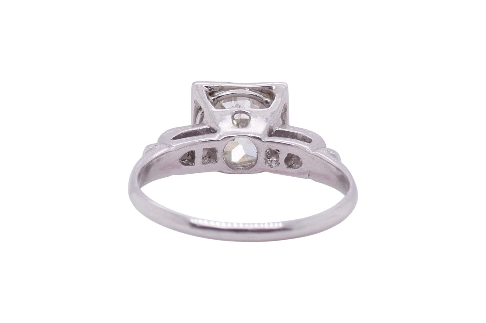 Vintage Platinum Diamond Ring with 1.54 ct Old European Cut Diamond