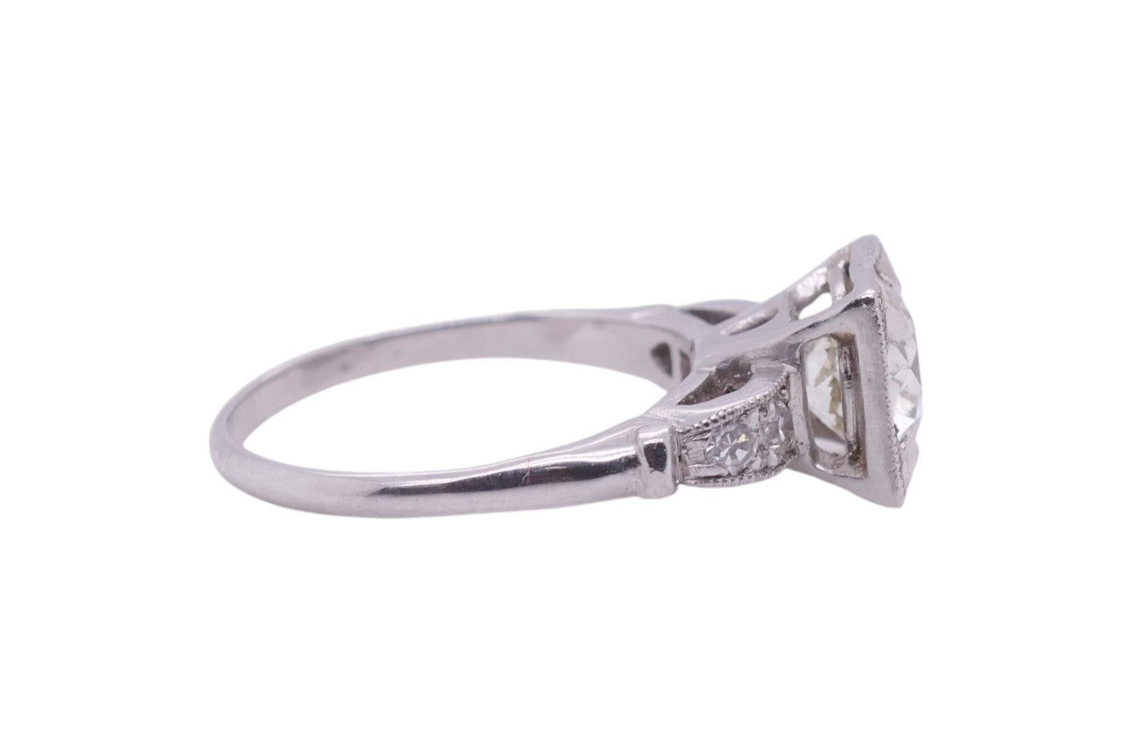 Vintage Platinum Diamond Ring with 1.54 ct Old European Cut Diamond