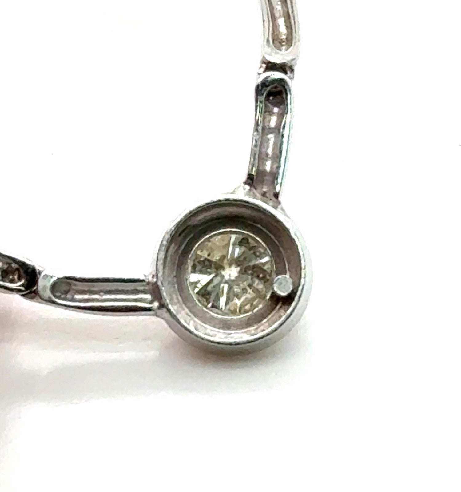 14K White Gold Diamond Necklace Modern Bezel-Set Design