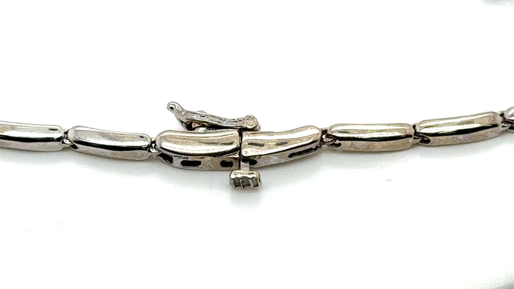 14K White Gold Diamond Necklace Modern Bezel-Set Design
