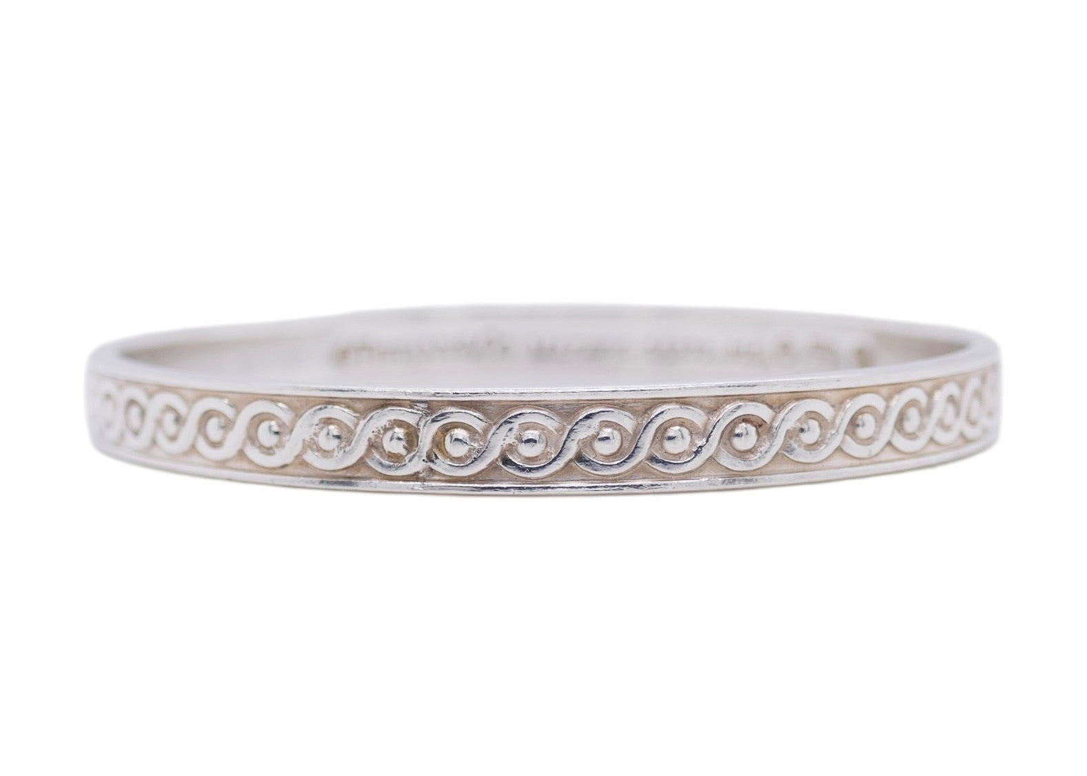 Tiffany & Co. Makers Beaded Wave Sterling Silver Bangle 7.5 In with Pouch & Box