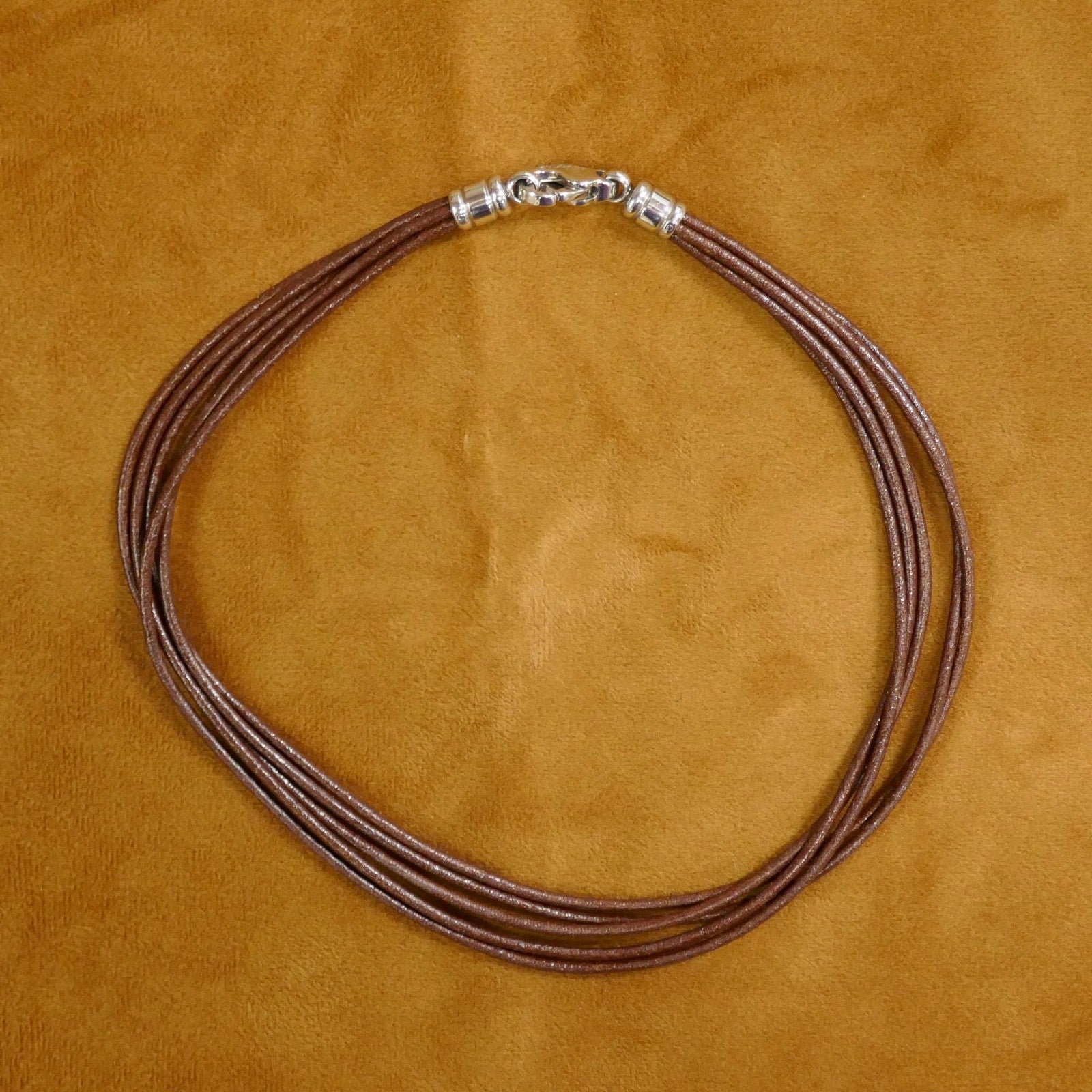Bvlgari Multistrand Brown Leather Chord Choker Necklace