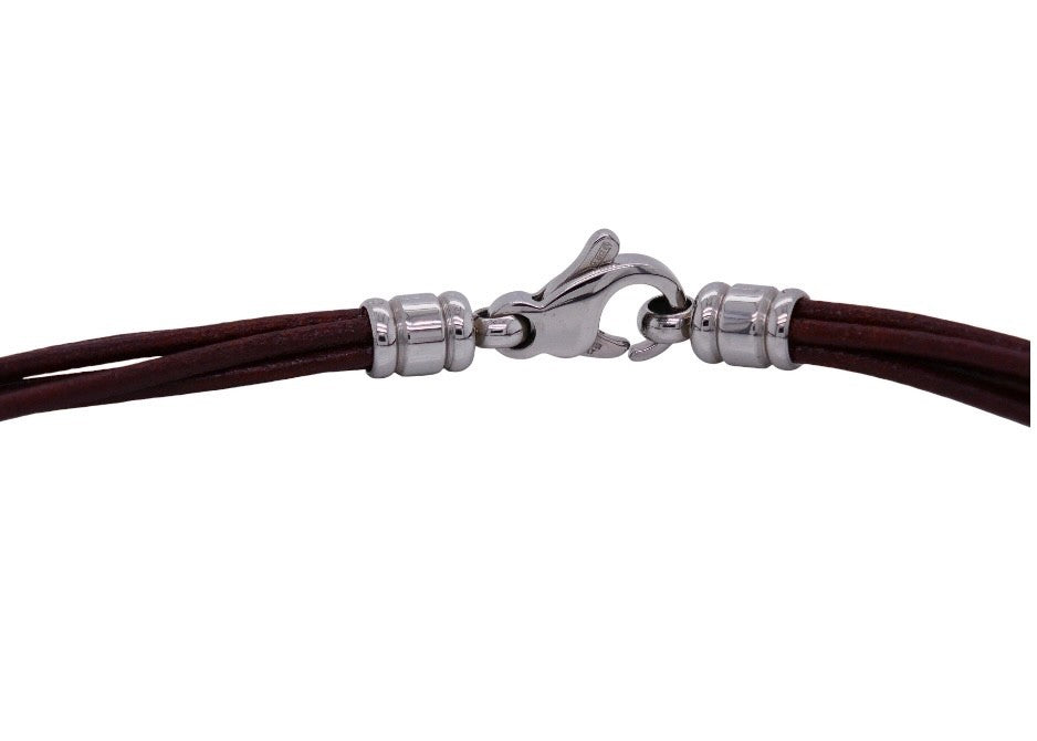 Bvlgari Multistrand Brown Leather Chord Choker Necklace