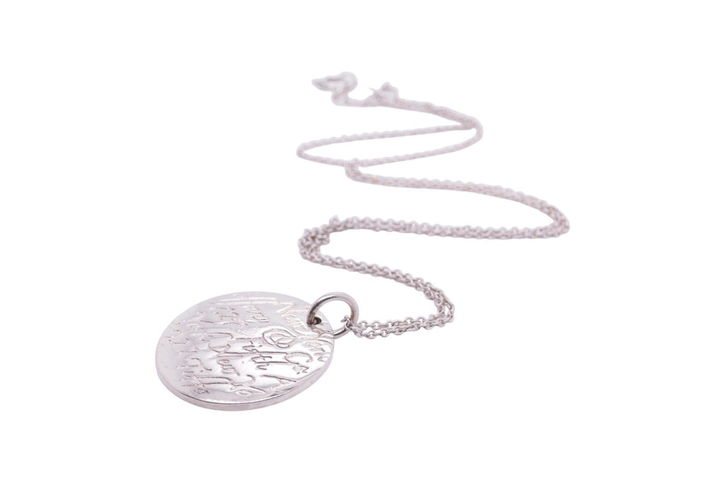 Tiffany & Co. Sterling Silver Round New York Fifth Ave Notes Pendant Necklace