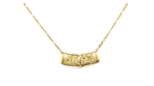 18K Gold Mouawad Arabic Calligraphy Pendant Necklace – Diamond Accents