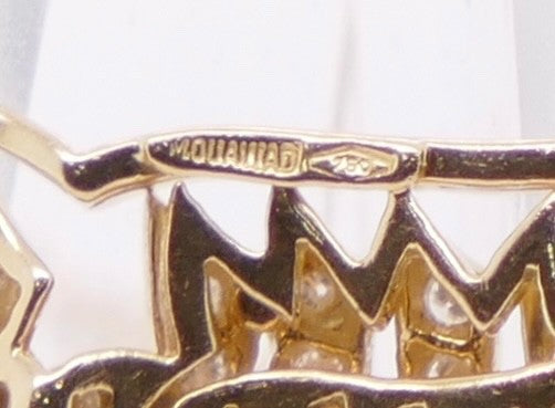 18K Gold Mouawad Arabic Calligraphy Pendant Necklace – Diamond Accents