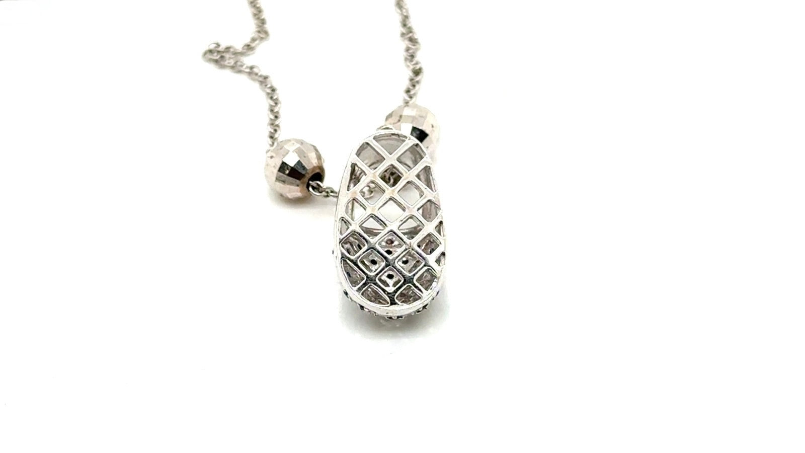 Baby Shoe Pendant Necklace in 14K White Gold with Diamonds & Sapphires