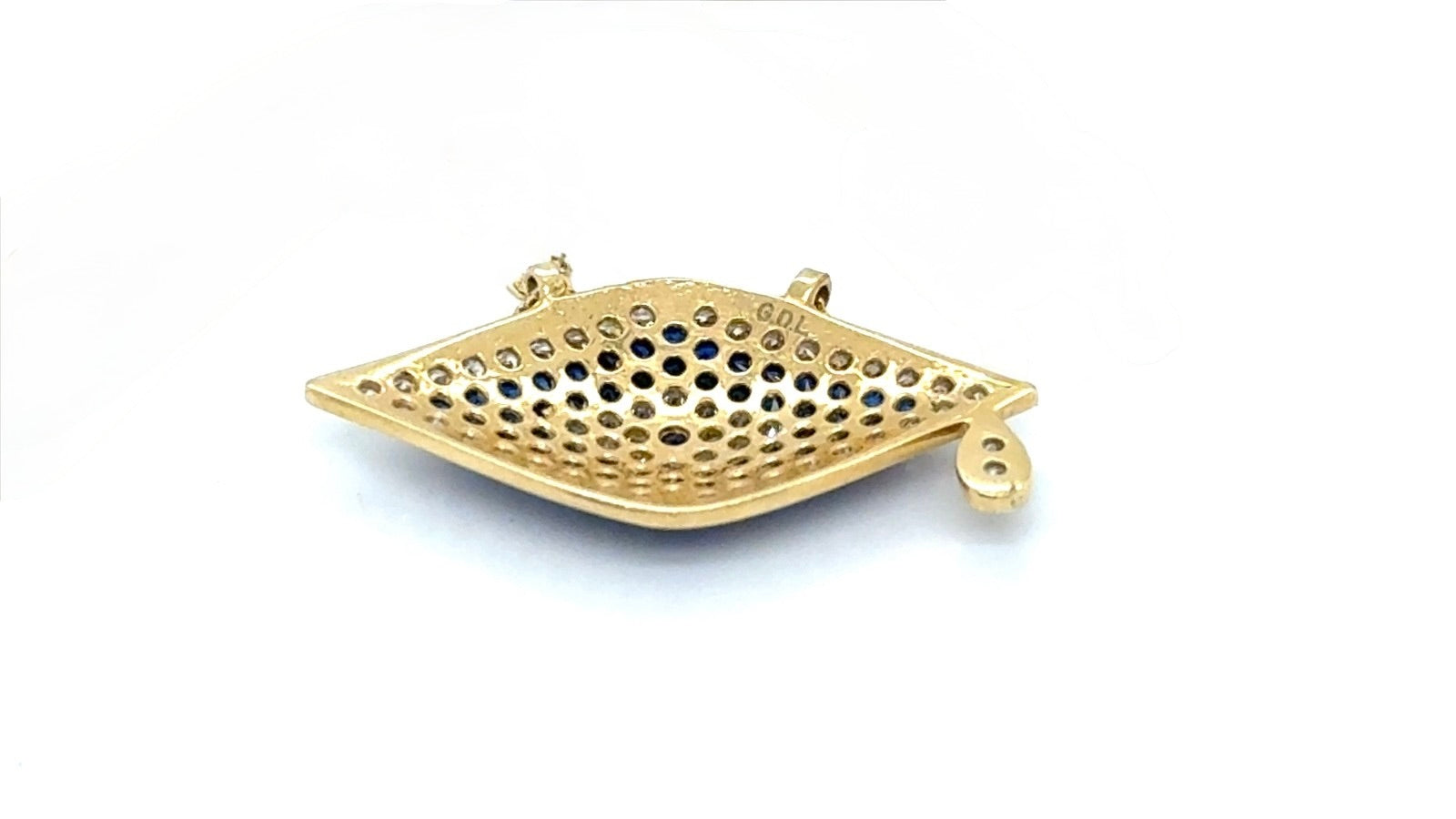 14K Gold Evil Eye Necklace with Blue & White CZ Stones