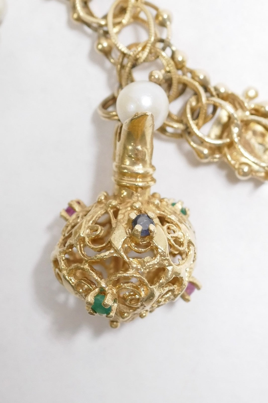 Vintage 14K Gold Charm Bracelet with 8 Large Charms