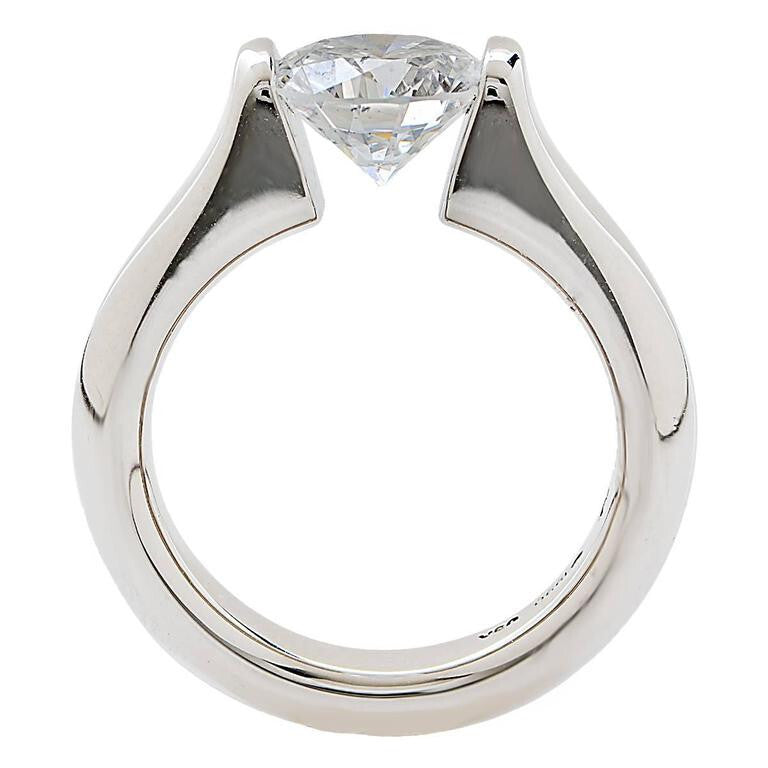 Steven Kretchmer Platinum Tension Engagement Ring CZ Omega Round Size 9