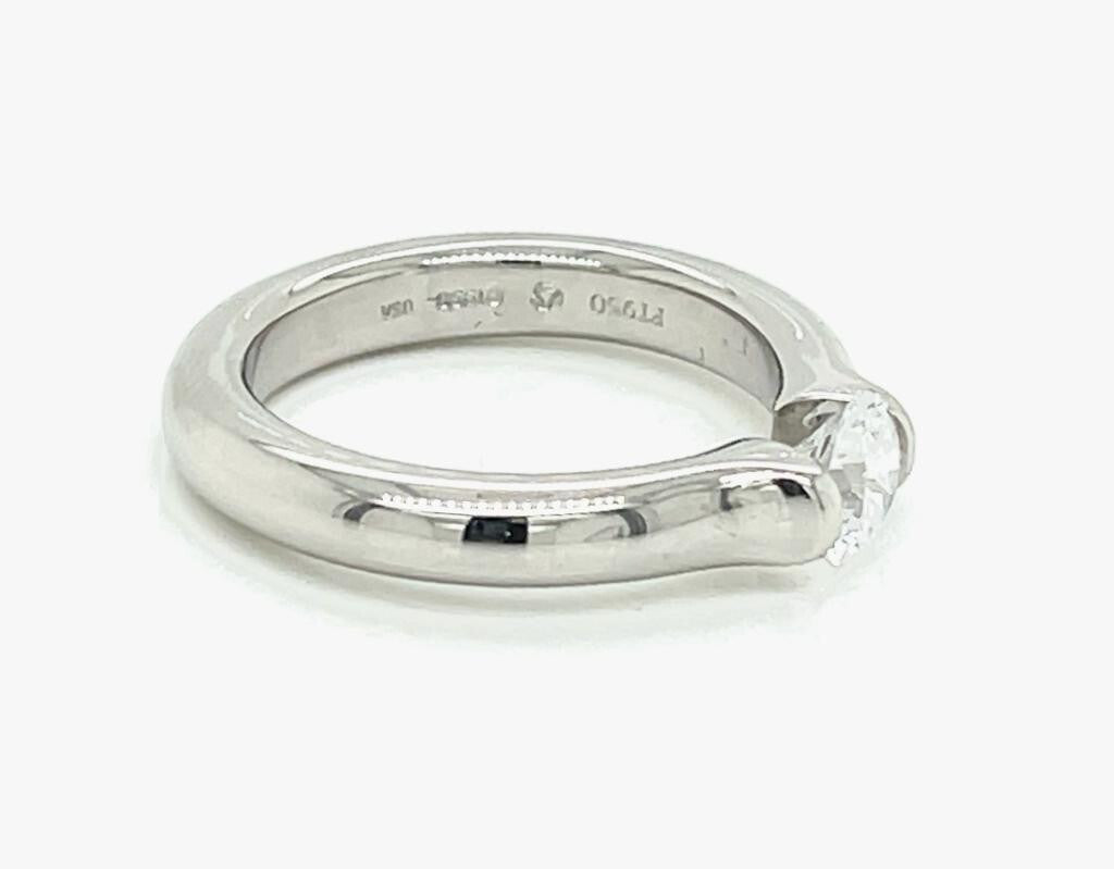 Steven Kretchmer Platinum Tension Engagement Ring CZ Omega Round Size 9
